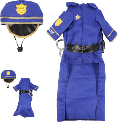 Halloween Dog Pet Police Costume Velcro Shirt with Belt, Handcuffs, Walkie Talkie for Halloween Dress-Up Party, Role Play, Carnival Cosplay, Holiday Decorations Clothes