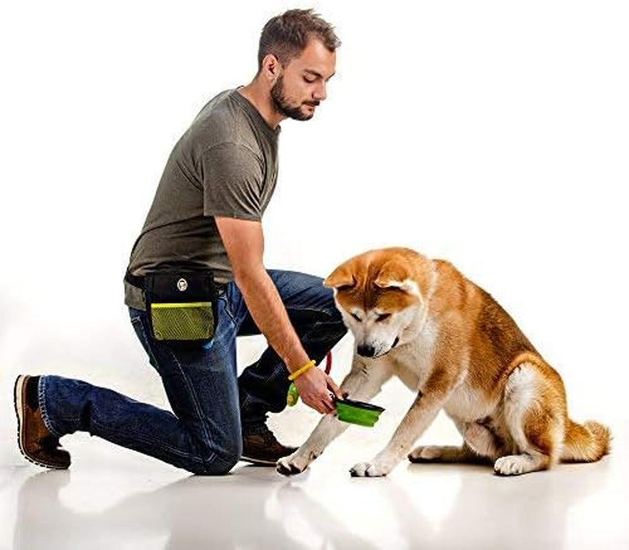 Dog Treat Bag, Training Pouch for Small and Large Dogs with Clicker and Collapsible Food Bowl BPA Free – Pet Treats Tote Bag with Waist and Shoulder Reflective Straps and Belt Clip