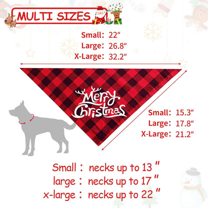 2 Pack Dog Bandana Christmas Classic Buffalo Plaid Pets Scarf Triangle Bibs Kerchief Set Pet Costume Accessories Decoration for Small Medium Large Dogs Cats Pets (Large)