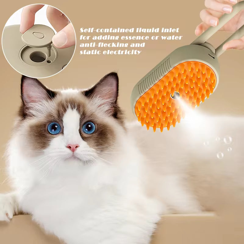 3-In-1 Dog Hair Brush Cat Hair Brush Electric Pet Cleaning Brush Steam Spray Brush Massage Hair Removal Comb anti Flying Brush