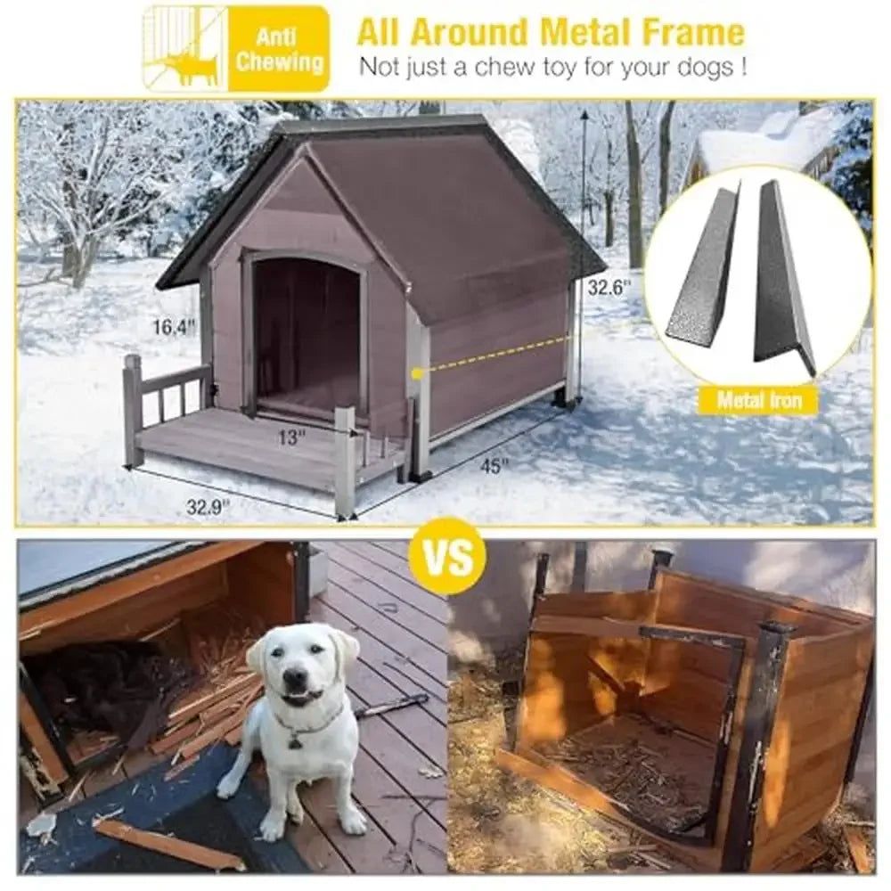 Waterproof Insulated Dog House Outdoor Kennel Small to Large Dogs Warm Pet Shelter with Efficient Insulation Liner Off-Ground